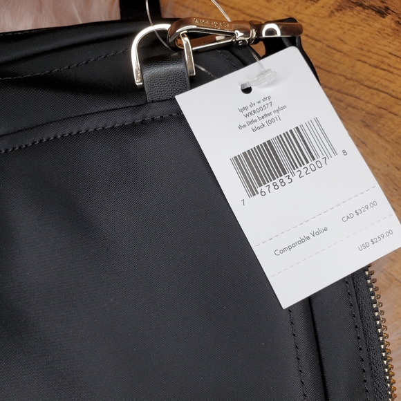 NWT Kate Spade Black Chelsea Laptop Computer Sleeve with Strap Nylon - Picture 4 of 5